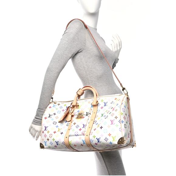 Louis Vuitton Multicolor Keepall Murakami LV X TM Monogram Bandouliere 45 White - Picture 2 of 11